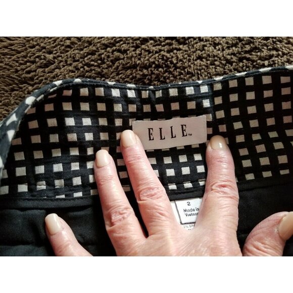 Elle Mid Rise Black & White Check Straight Leg Cropped Pants Women's Size 2 - Picture 8 of 16